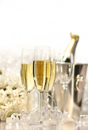 Glasses of champagne for a wedding