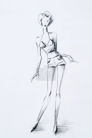 Sketch of fashion woman