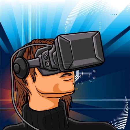 illustration of man  with headset glasses