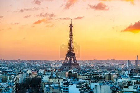 Eiffel tower at sunrise in Paris