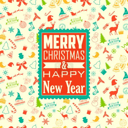 Merry Christmas and Happy New Year on seamless background