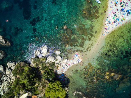 beach and island Isola Bella at Taormina