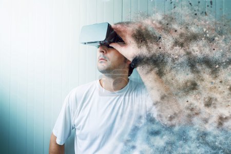 Man exploring virtual reality environment