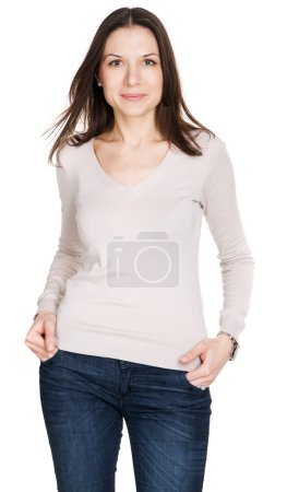 Lovely young woman in casual style clothing
