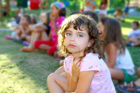 Girl spectator little children looking show outdoor park