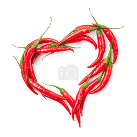 Heart of chili pepper isolated on white