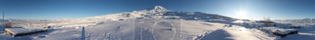 Circular 360-degree panorama of Mount Ararat in winter, Turkey