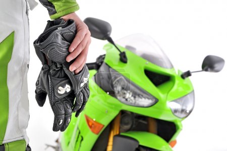 Motorcycle gloves with carbon and bike