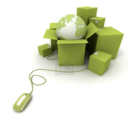 Worldwide online shipping in green