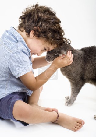 Boy and cat