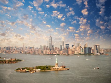 New York skyline with Statue of Liberty