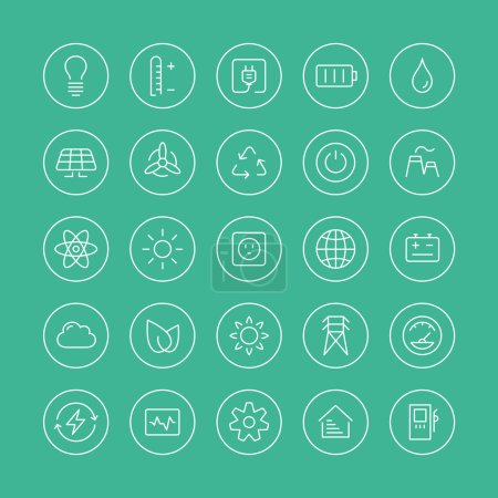 Power and energy flat line icons