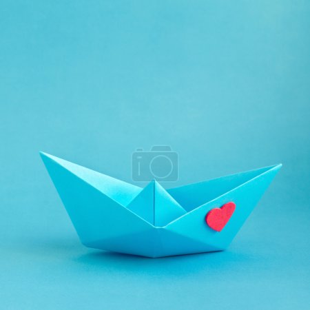 Origami boat with heart