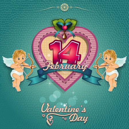 Heart Valentine and cupids