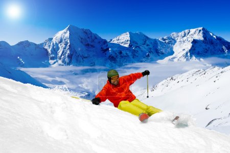 Freeride in fresh powder snow