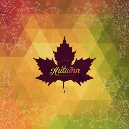 Vector autumnal maple leaf background made of triangles. Retro b
