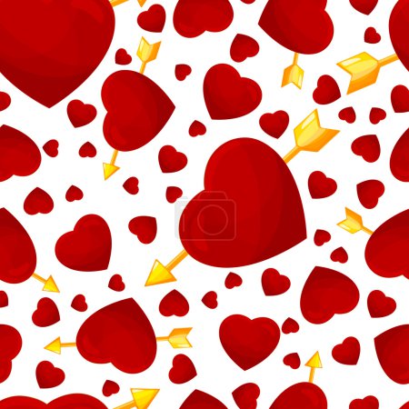 Hearts and arrow seamless background.