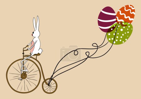 Vintage Easter bunny biking card