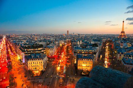 View from Arc de triomphe, Paris with the Eiffel tower