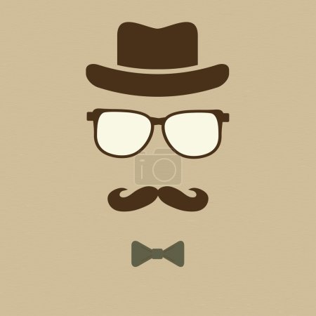 Hipster's hat, glasses, moustache