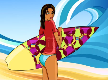 a girl with a surfboard