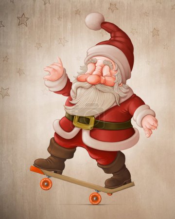 Santa Claus on skateboard