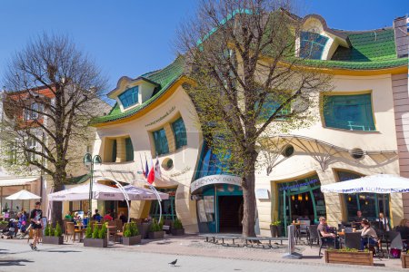 Crooked house on the Monte Cassino street in Sopot