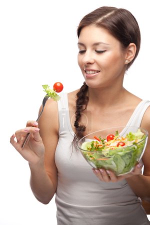 Healthy woman with salad