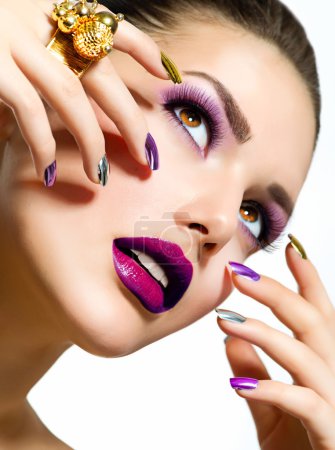 Fashion Beauty. Manicure and Make-up. Nail Art