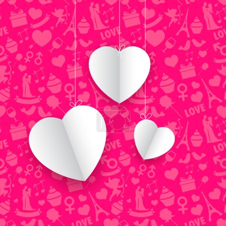 Hanging Heart in Seamless Love Background
