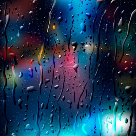 City Road at Night, view through wet glass