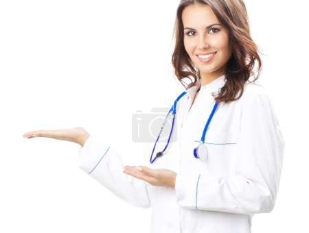 Doctor showing something, isolated