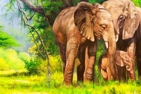 Oil paintings. An elephant