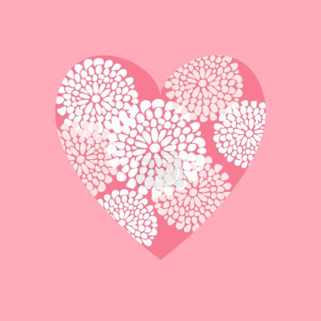 Valentine, wedding, birthday card or invitation, vector decorative illustrated background with floral ornamental heart