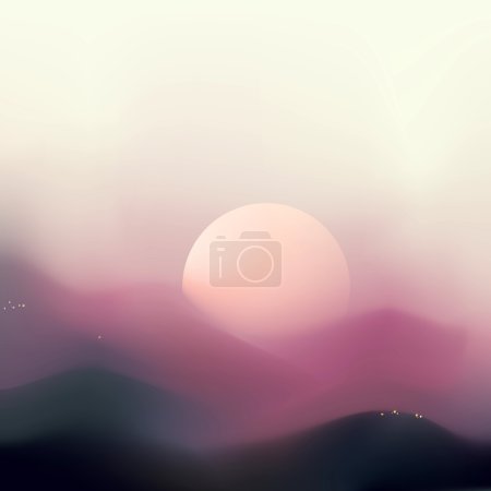 Abstract sunrise mountain landscape.