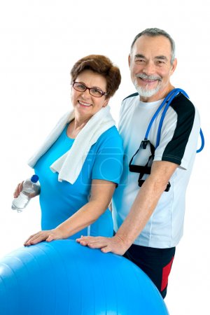 Senior couple in gym