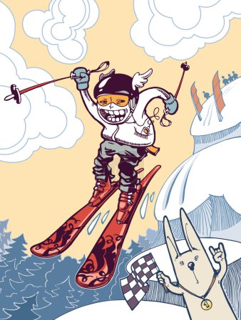 The brave ski freerider.