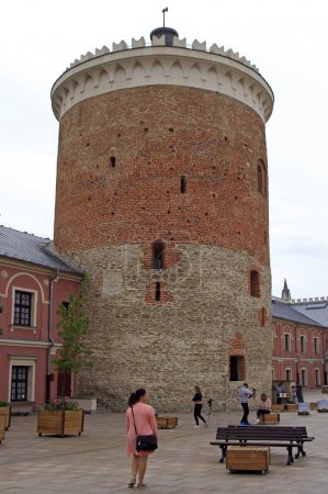 people are walking at the keep in Lublin castle, Poland