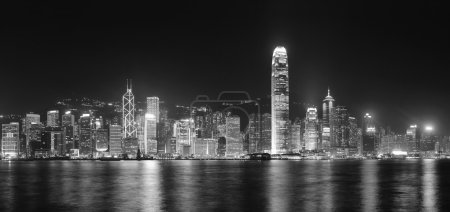 Hong Kong panorama in black and white