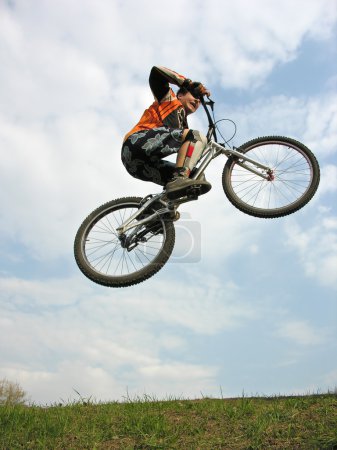 Mountain Biker flying