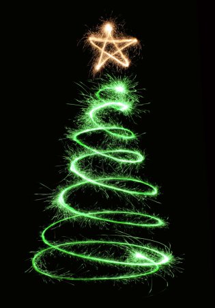 Green sparkler christmas tree spiral