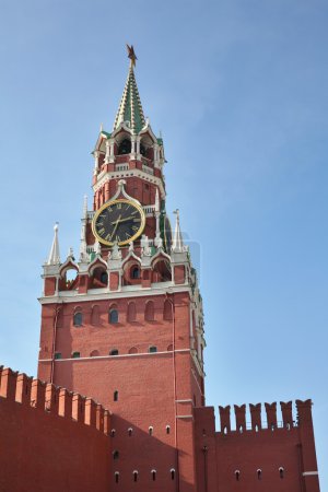 Kremlin tower with clock moscow