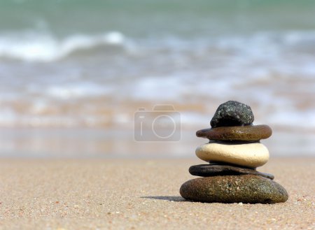 Pyramid of stones. beach