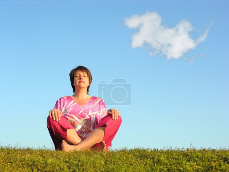 Woman meditation with cloud