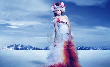 The bride in snow mountains