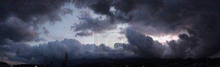 Panoramic view of a sky above ocean before storm
