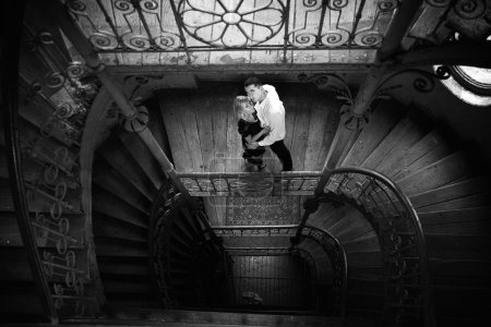 Attractive couple on the stairs