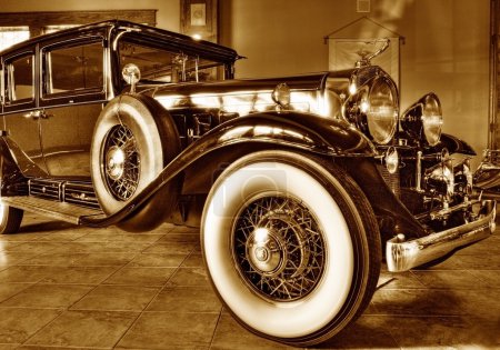 Vintage car in a showroom