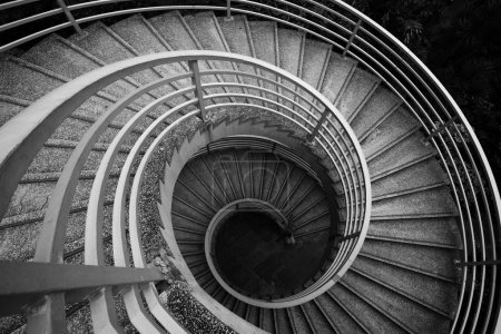 Spiraling stairs, black and white
