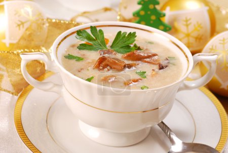 Mushroom soup with cream for christmas